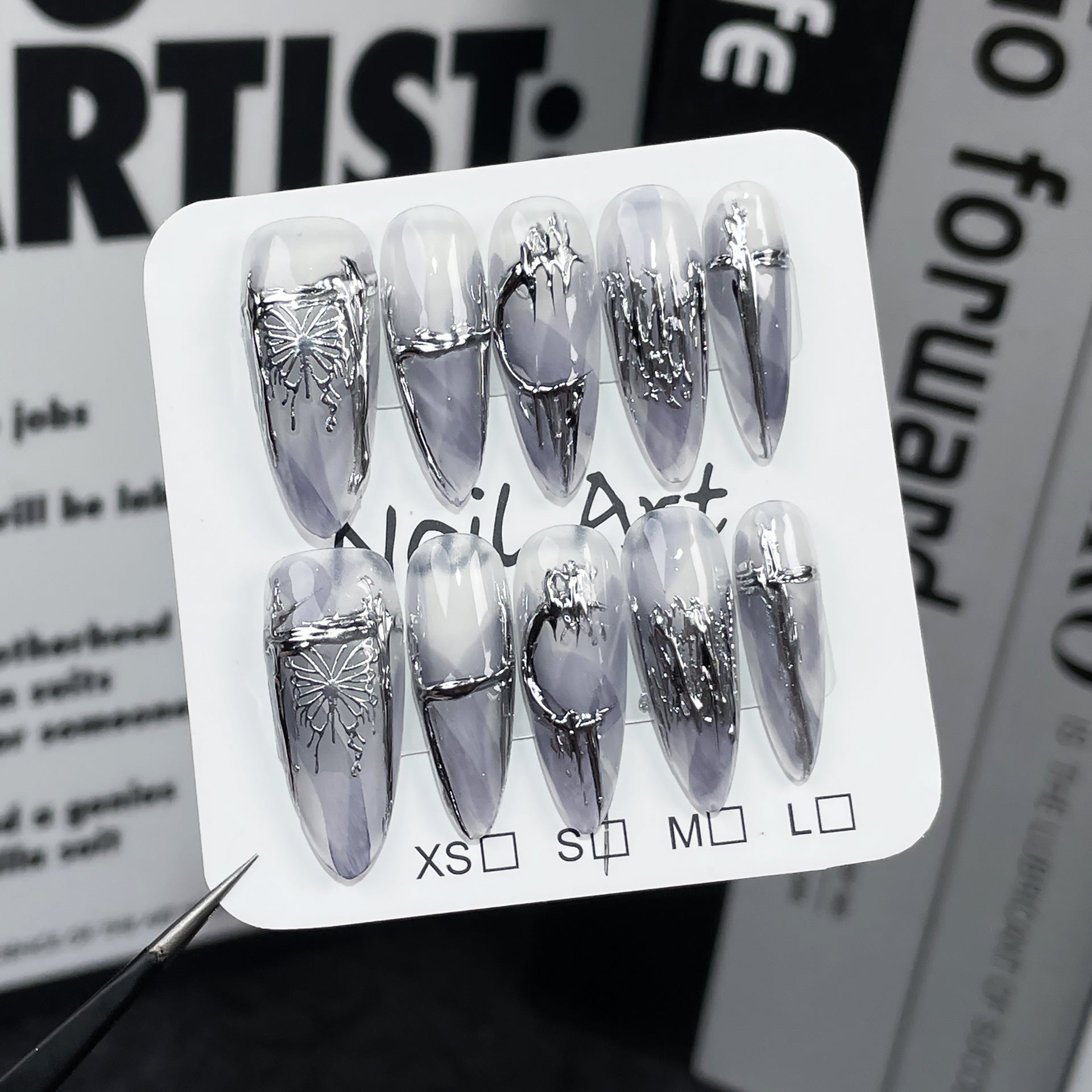 Handemade press on nails Heavy Industry Watercolor Embossed Butterfly Nail Patch  Patch Yiwu Nail Art Wholesale｜365nails