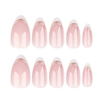 Manicura francesa blanca sencilla con rayas doradas 3D, acabado extraíble | 365nails