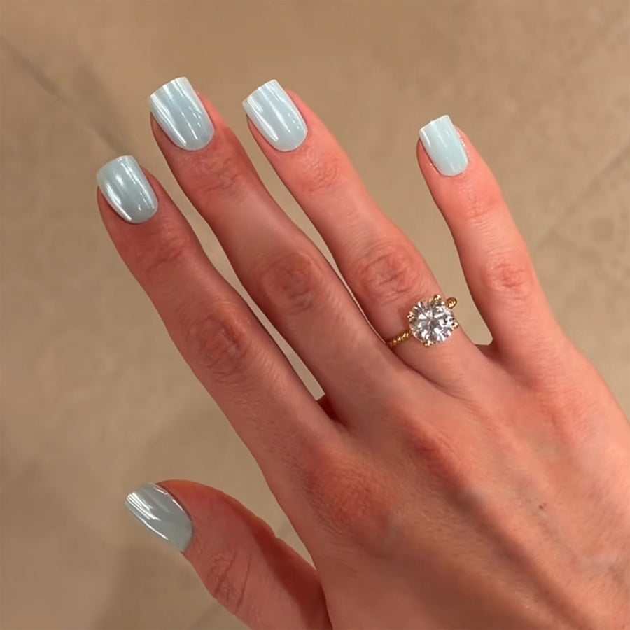 365nails: "Soft Sky Blue Short Square" – Glossy Solid Press-on Nails