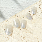 Kids press-on nails Pointed almond gradual change glitter powder little girl princess manicure sticker 24 pieces