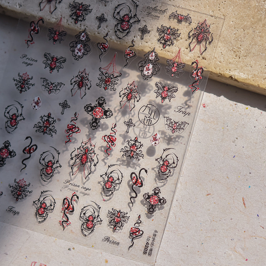 365nails: "Gothic Spider & Rose" – Nail Art Stickers