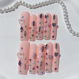 Blush Crystal Drop Glam Press On Nail Set