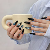 Unhas postiças artesanais Real Shot Tridimensional Snake Court Verde Escuro Personalidade Escura Unhas postiças Removíveis | 365nails