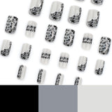 Producto terminado para usar con manicura cuadrada corta y avanzada con estampado de leopardo gris que combina otoño e invierno｜365nails