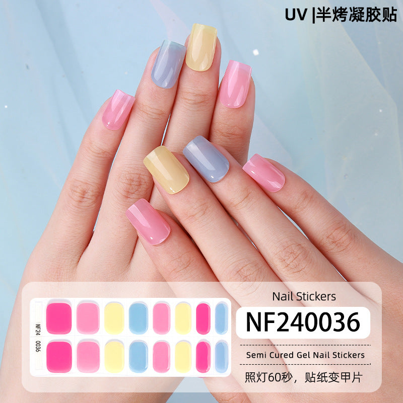 Semi-Cured Gel Nail Strips Pure Nude Solid Soft Glossy Set (MOQ=3)