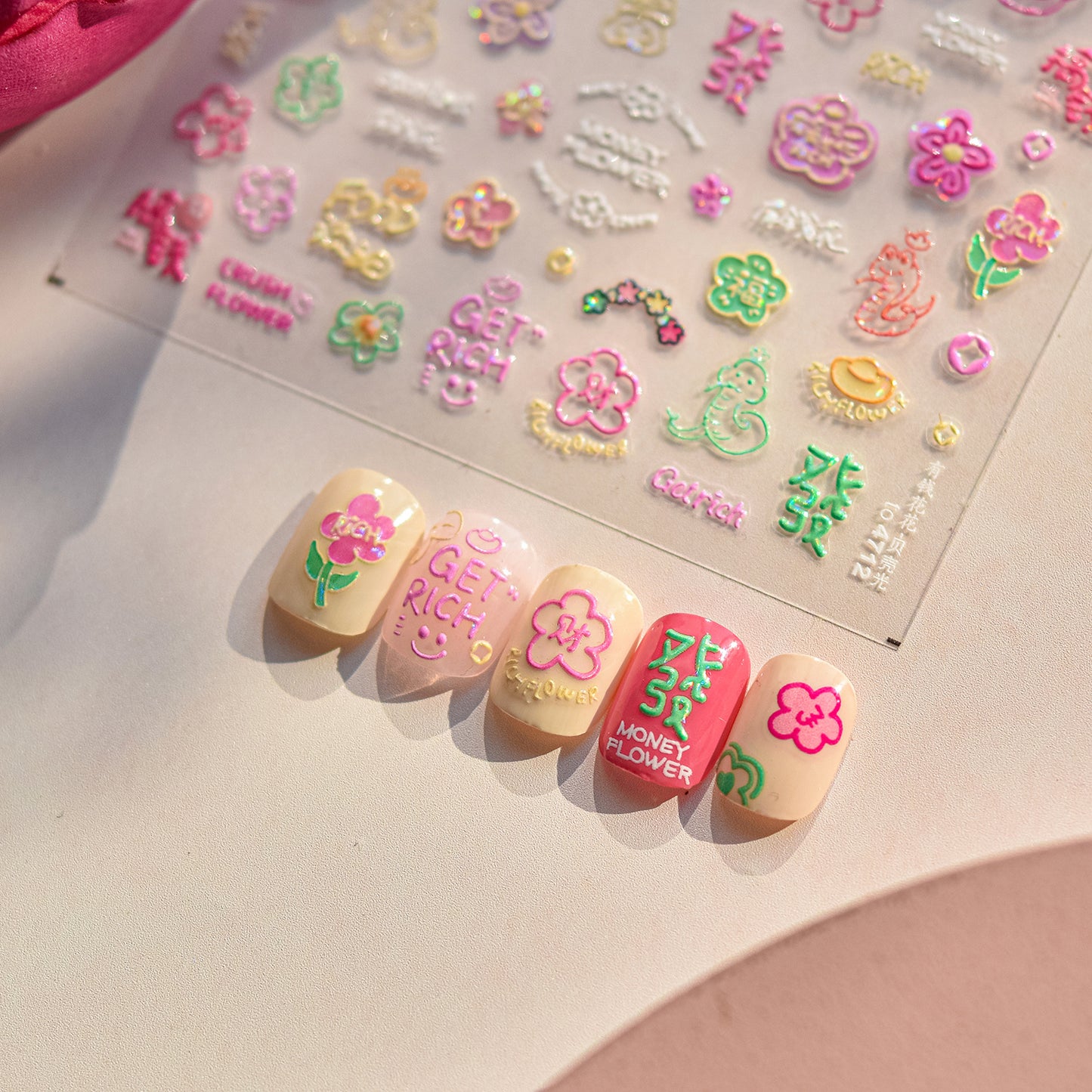 365nails: "Lucky Chinese New Year Holographic Flower & Snake" – Nail Art Stickers