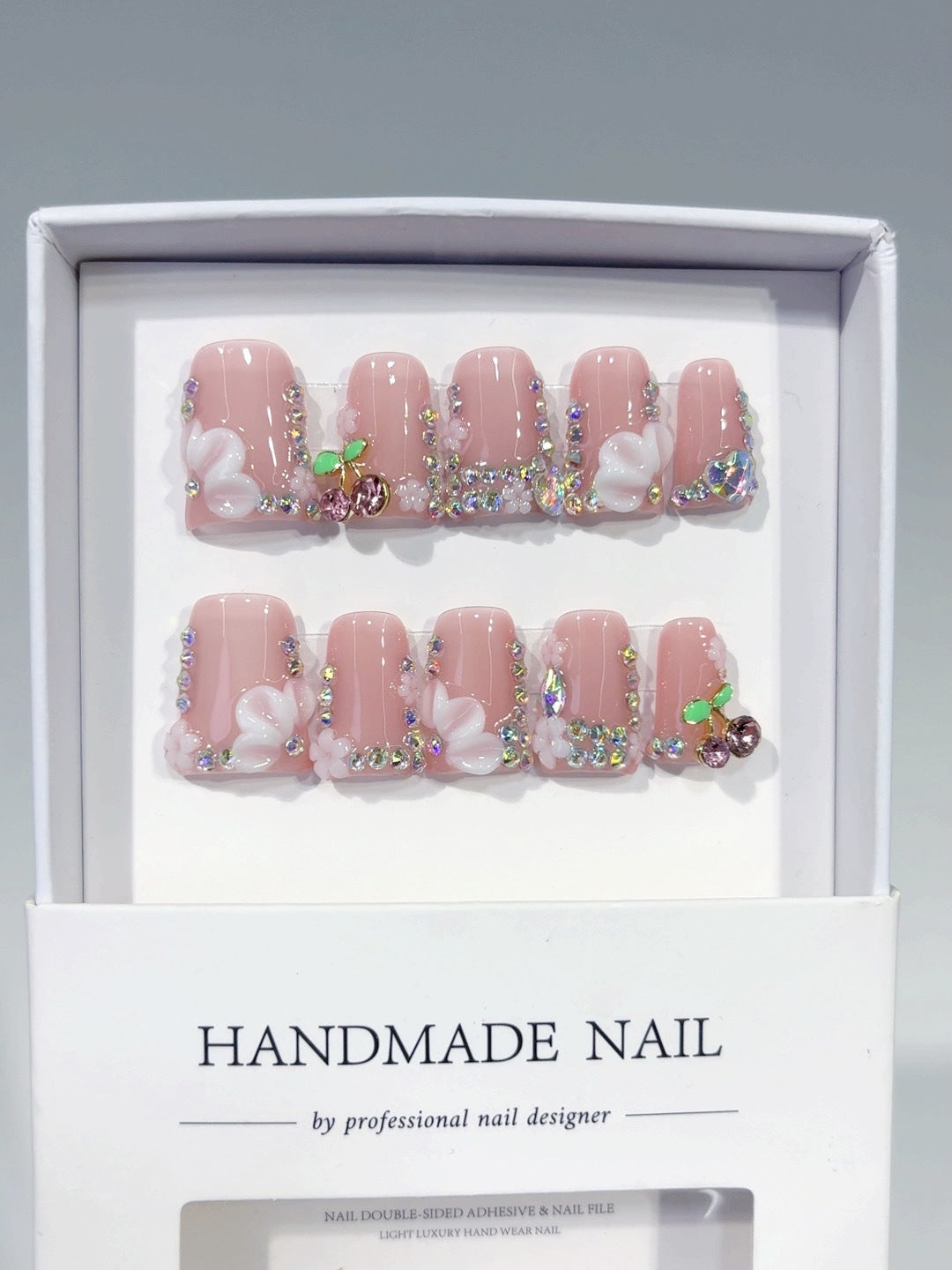 Cherry Blossom Gala: "Blossom Cherry" – Unhas Postiças Curtas Quadradas