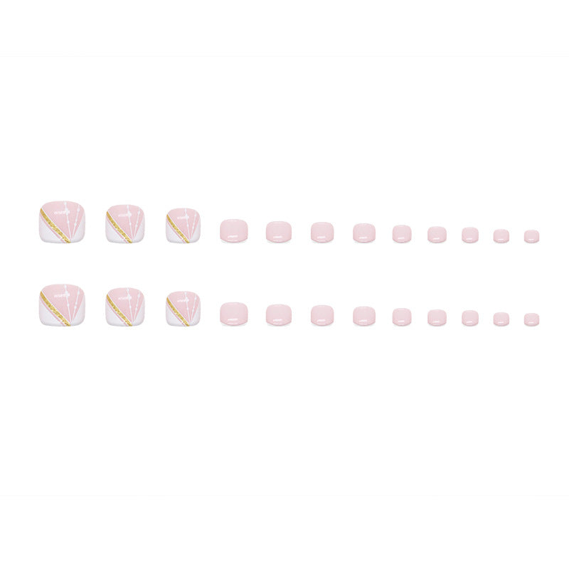 Polvo dorado simple blanco puro para uñas francesas a presión. Uñas francesas a presión para uñas de los pies. Tabletas para decoración de uñas de verano. 24 tabletas blancas francesas en caja. 365nails