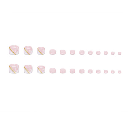 Unhas postiças francesas em pó puro branco simples e dourado, unhas postiças dos pés, tabletes para arte de unhas de verão, 24 tabletes franceses brancos, caixa com 365 unhas