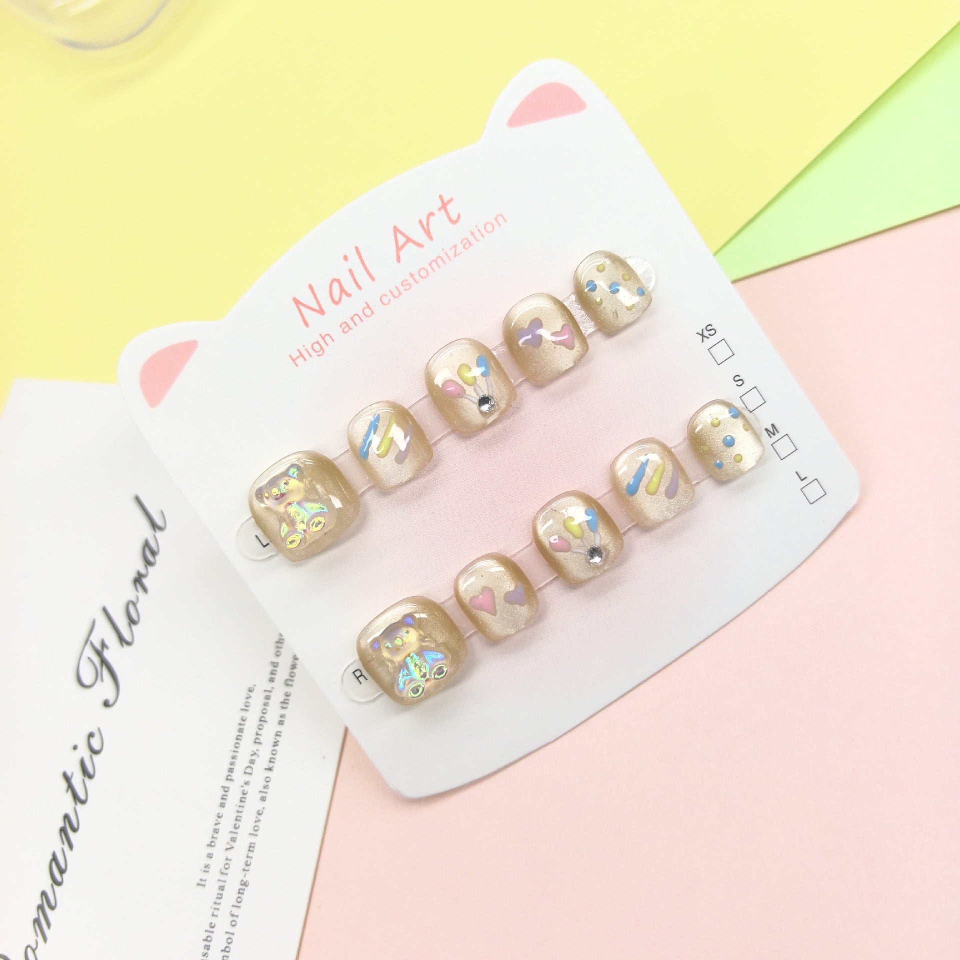 Cat’s Eye Shimmer Cute Kids Press On Nails Set