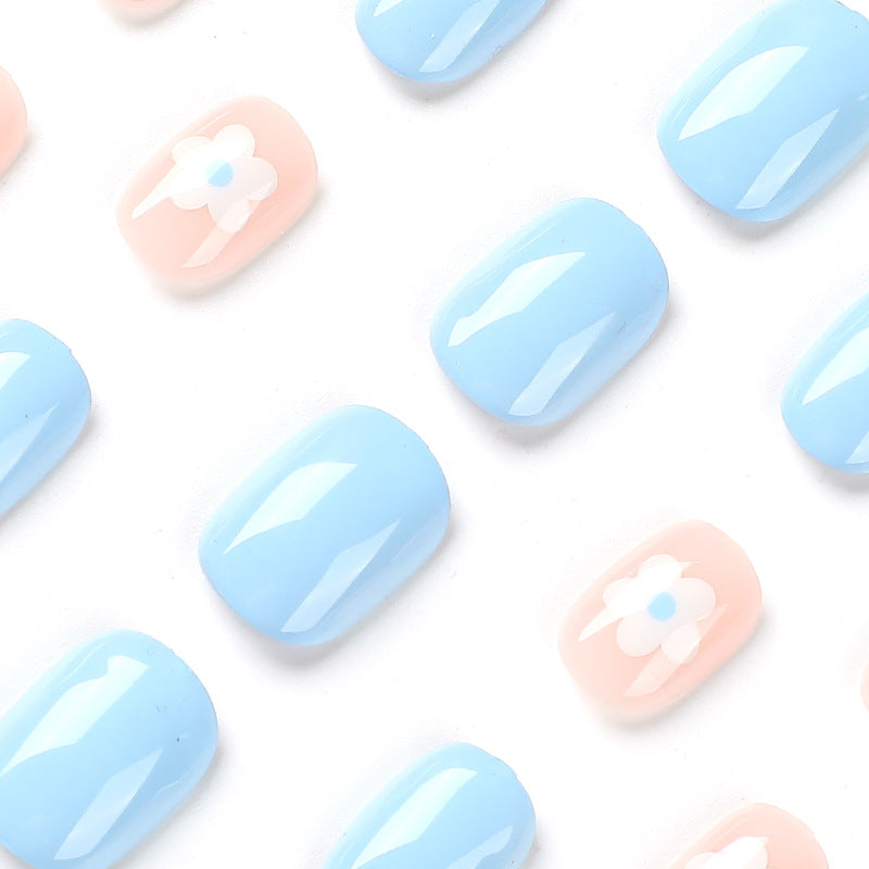 "Baby Blue Blush & Blossom" - Precision Crafted Press-On Nails