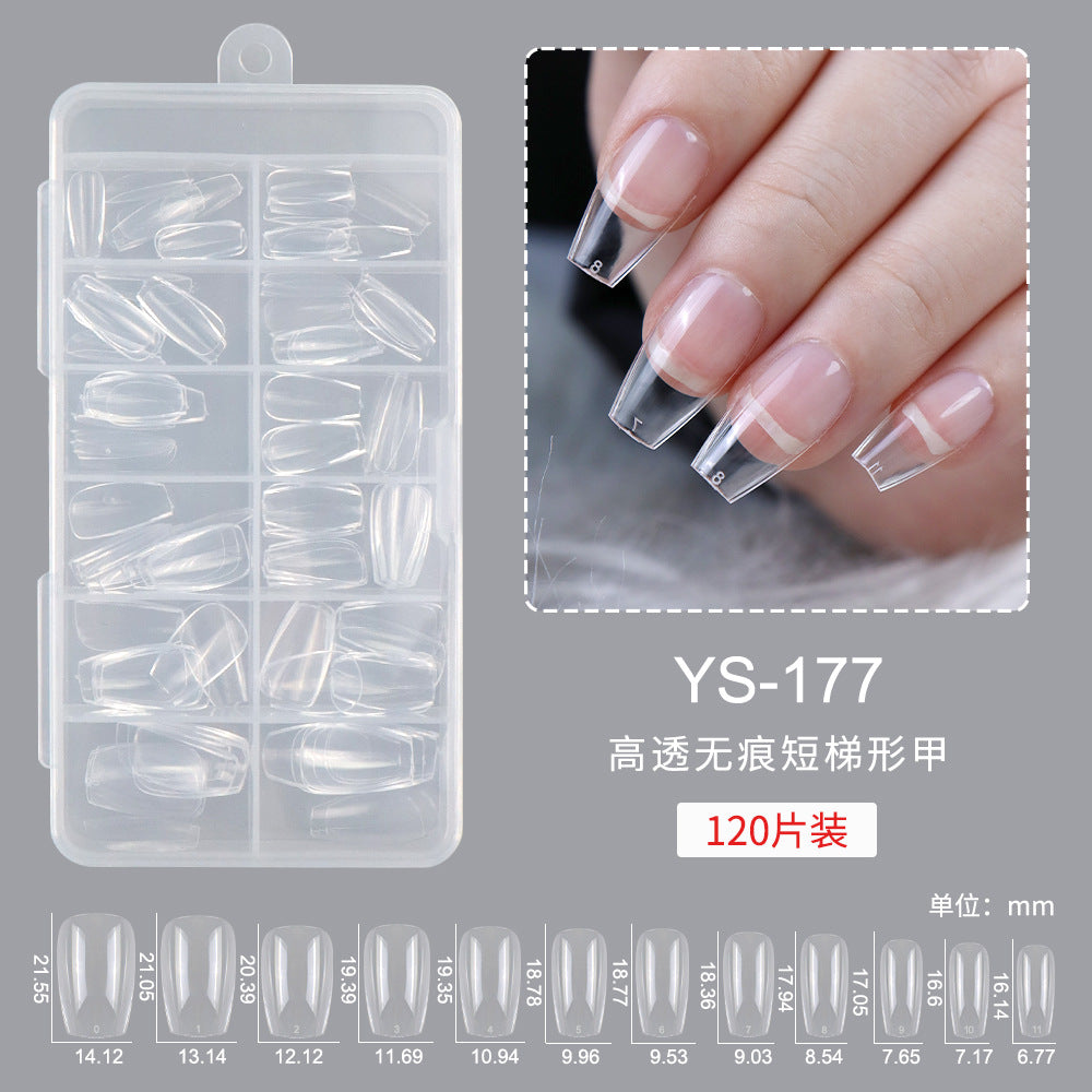 美甲沙龍用甲片／甲墊，透明梯形超薄無縫，240片盒裝 (MOQ=3)