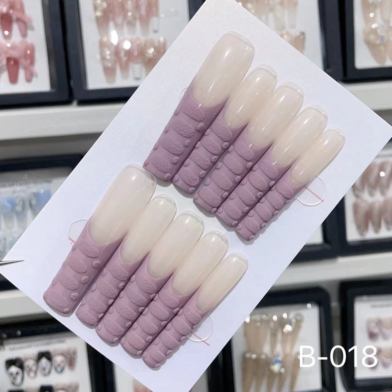 Extra Long 5.5cm Water Pipe Press-On Nails | Handmade Collection | Round Shape