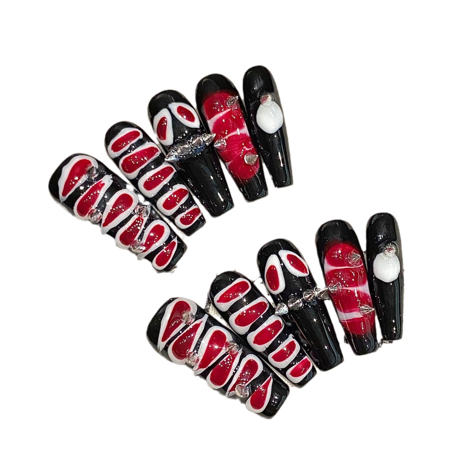 estilo pele de cobra rebites Ano da Cobra Spice Girl unhas artesanais fábrica vestível | 365nails