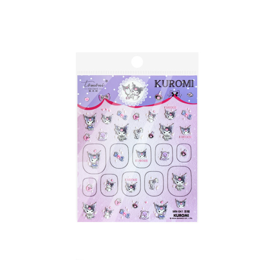 Sanrio Kuromi & Gothic Bow: "Kuromi’s Punk Kawaii" – 5D Embossed Nail Sticker