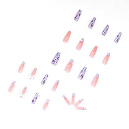Ice-permeable taro flower French  art finished  nail art patch removable nail wear ｜365nails