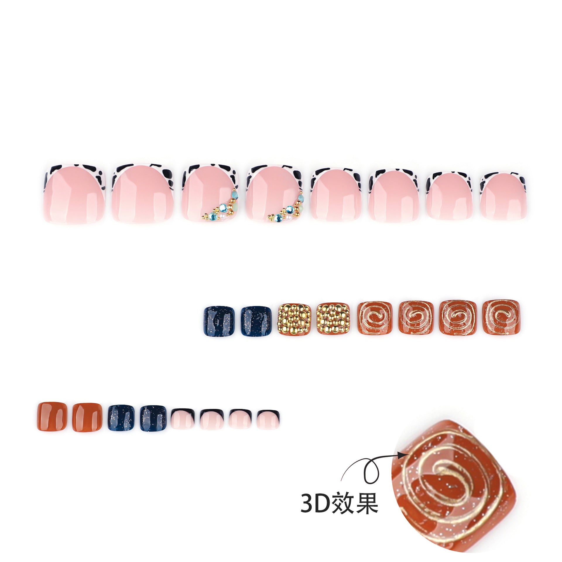 Golden diamond sparkling manicure and toe nails