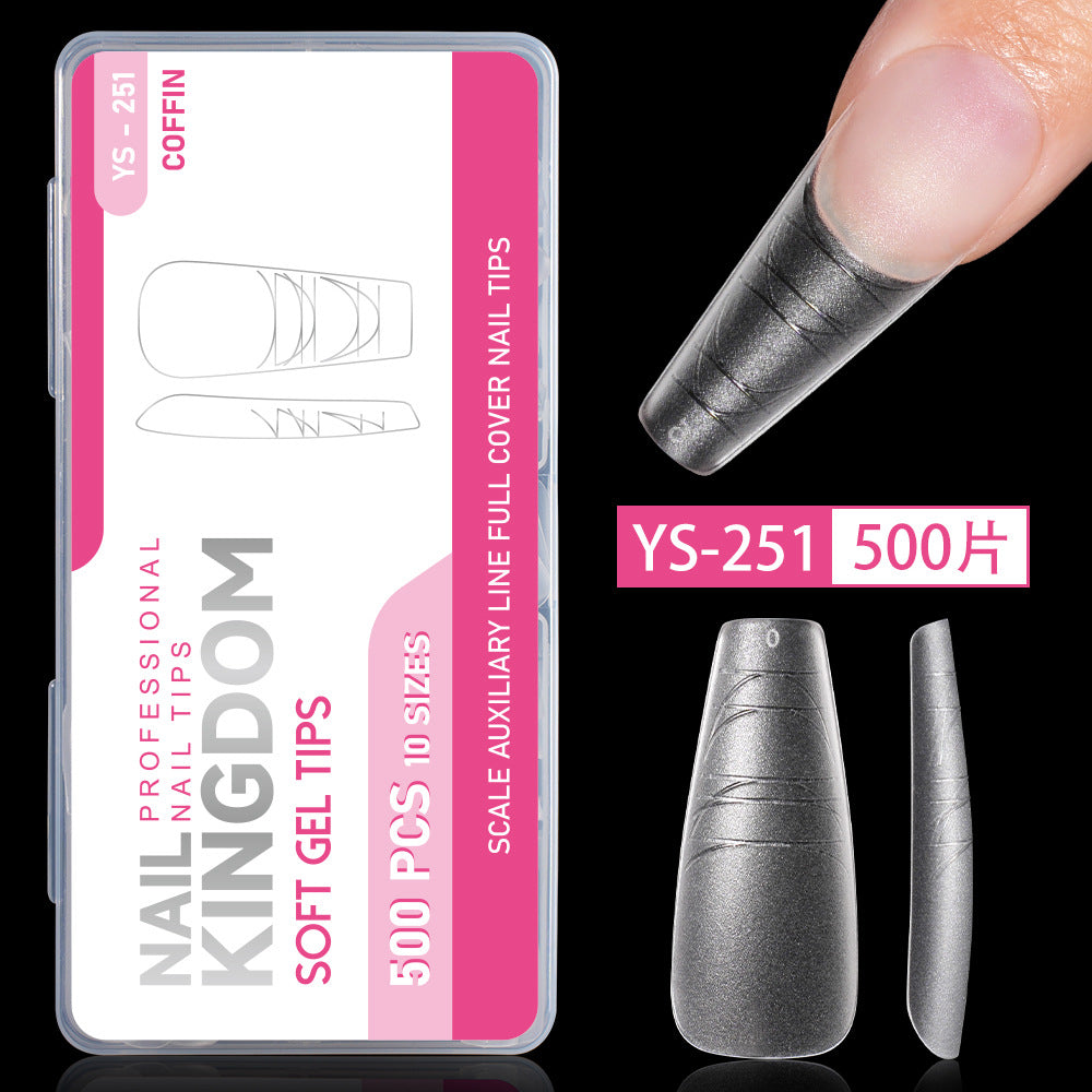 365nails: "No-File Matte Nail Tips with Guide Lines" – Multi-Shape Nail Extensions (YS-251 to YS-255)