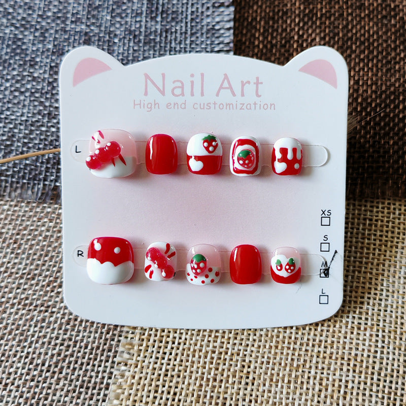 365Nails: "Strawberry Kuromi Sweet Bite" – Handmade Cute Short Square Press On Nails