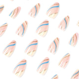 Parche para uñas al por mayor, pieza de uña ondulada multicolor simple, pieza de uña a presión, pieza de uña removible al por mayor｜365nails