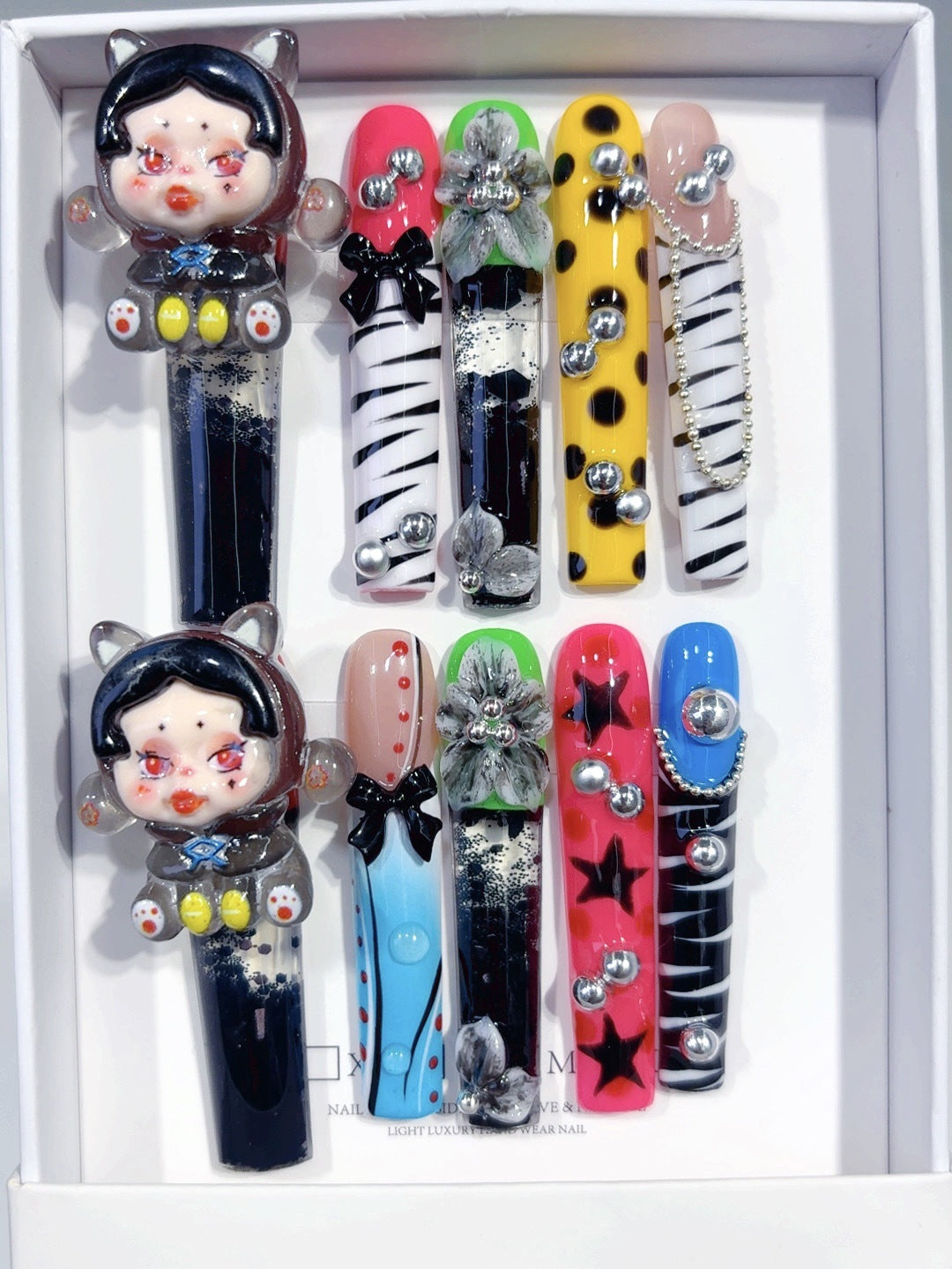 Pop Art Cartoon Doll Colorful Statement Press On Nails