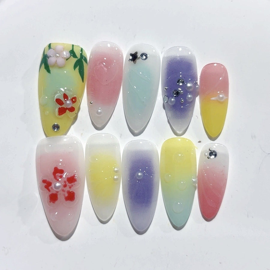 Rainbow Bloom: "Candy Garden" – Almond Press-Ons