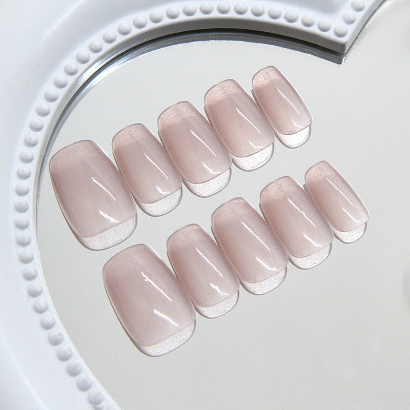 Dicas de unhas pré-fabricadas unhas de fada gás gelo transparente lavanda simples moda olho de gato manicure suave 30 peças ｜ 365 unhas