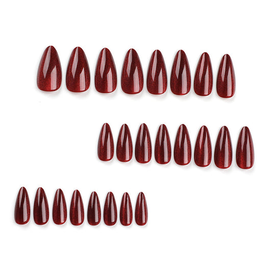 New Valentine's Day cat eye Red Solid Color  Almond  ｜365nails