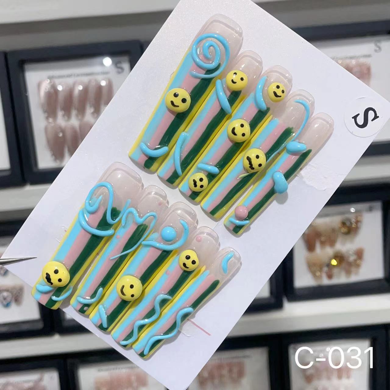 Extra Long 5.5cm Water Pipe Press-On Nails | Handmade Collection | Round Shape