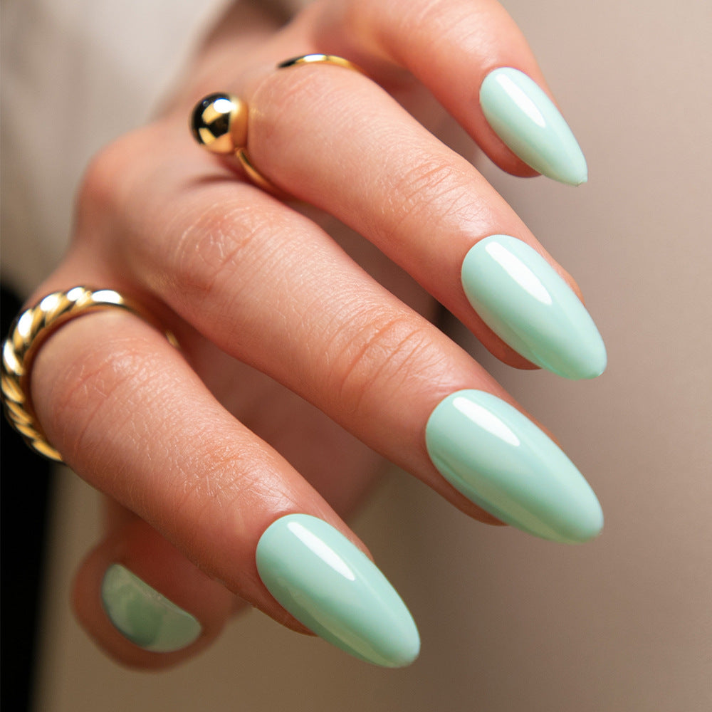 Popular color solid color manicure fake nail almond glossy wearable wearable nail removable nail piece｜365nails