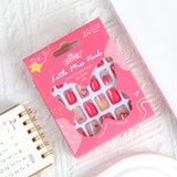 Kids press-on nails Rose red pointed almonds are suitable in small packages.