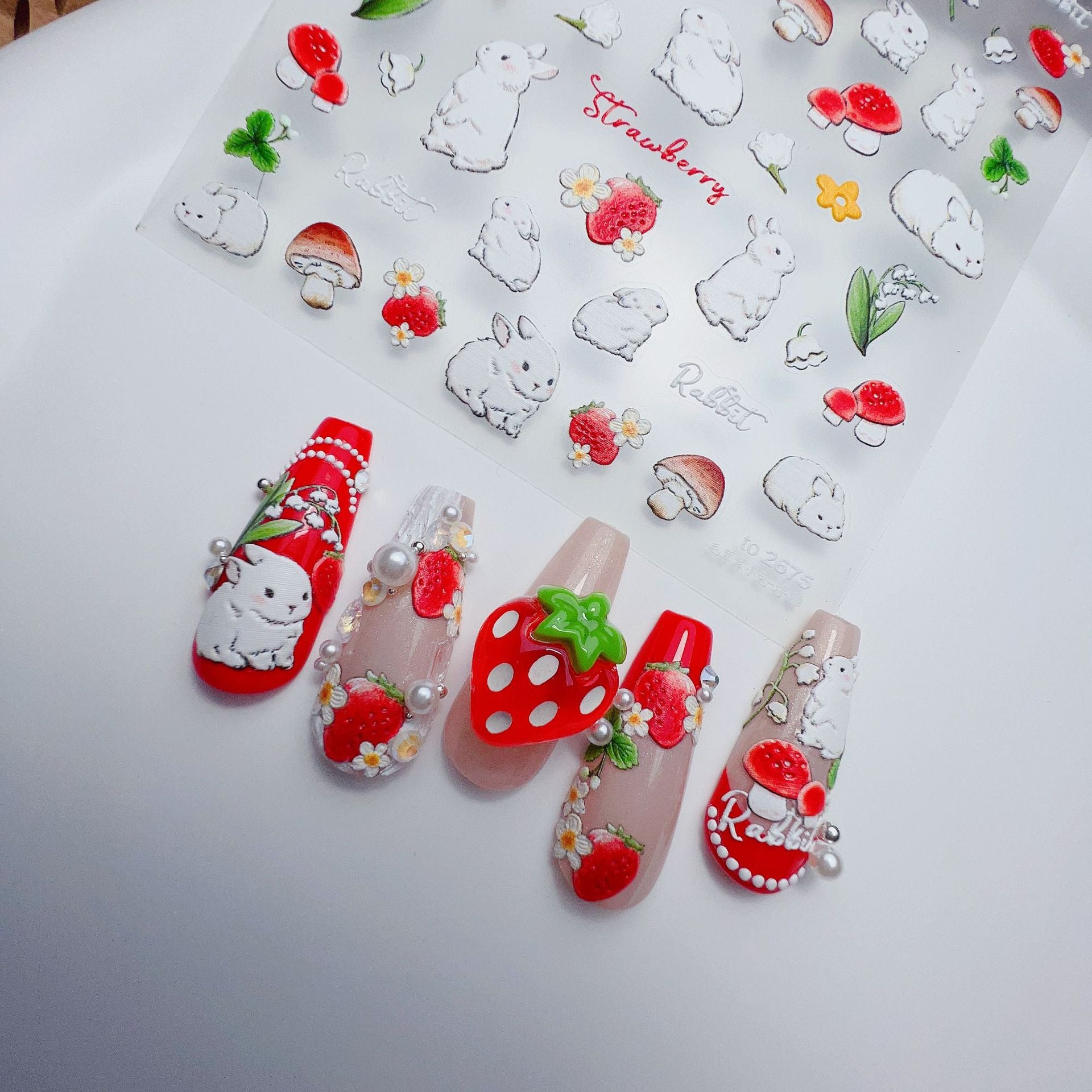 365nails: "Cute Rabbit Strawberry Mushroom" – nail art stickers