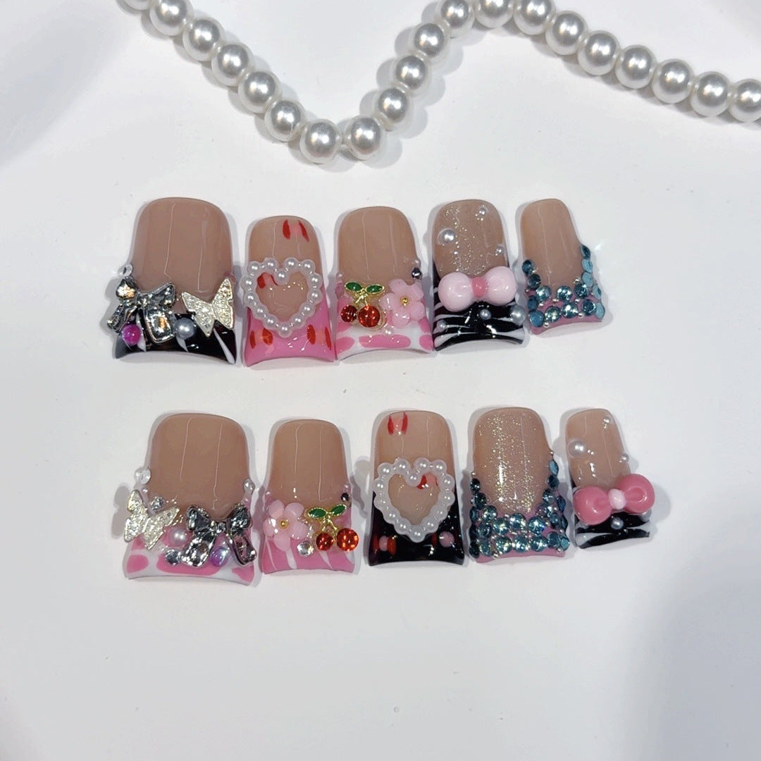 Gothic Sweet: "Dark Pink Fantasy" – Short Square Handmade Press-Ons