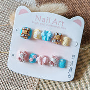 365nails：「Sanrio 粉彩蝴蝶結花園」— 手工製可愛短款橢圓形穿戴甲
