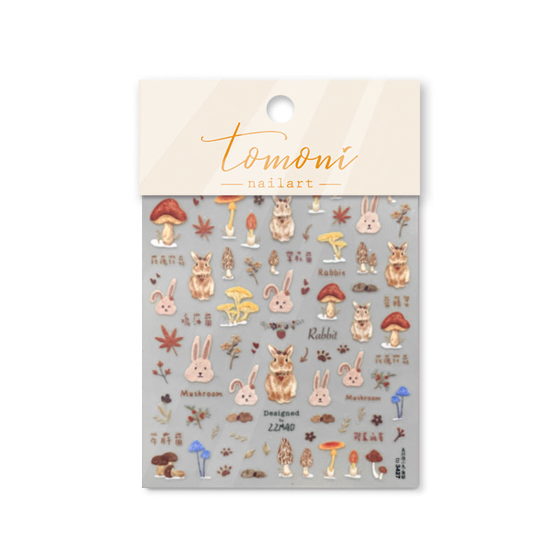 Forest Bunny & Mushroom – Watercolor Nature Nail Art Set