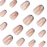 Wear nail pads wholesale coffee color cat eye French black nail pads short nail patches removable nail pads｜365nails