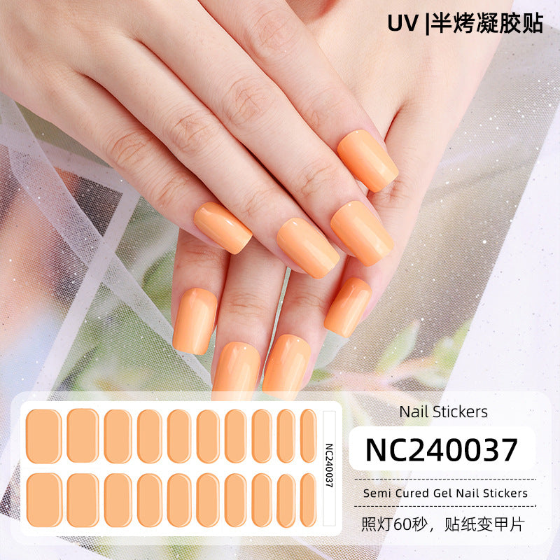 Semi-Cured Gel Nail Strips Pure Color Vibrant Multi-Shade Glossy Set (MOQ=3)
