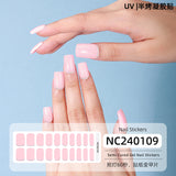 Semi-Cured Gel Nail Strips French Glitter Pink Sparkle Glossy Set (MOQ=3)