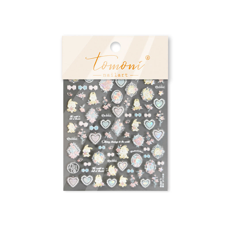 365nails : « Lapin holographique et cœur » – Autocollants pour ongles