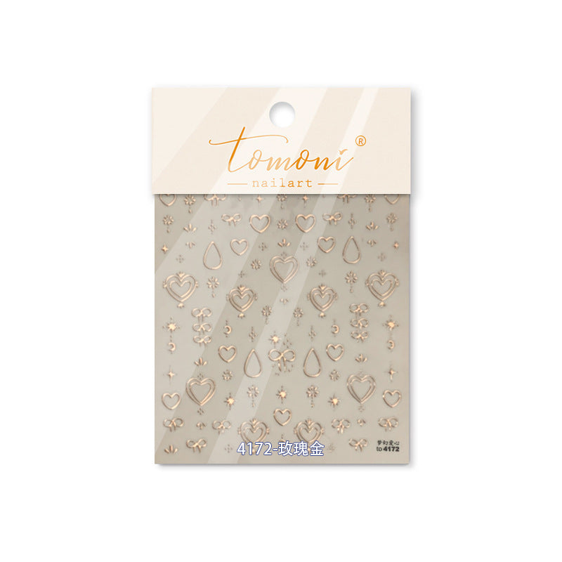 Royal Heart Collection: "Enamel Gold" – 3D Metallic Nail Sticker