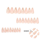 Simple new nail art fake nail gold pulp 3D wearable nail film short almond wearable nail patch｜365nails