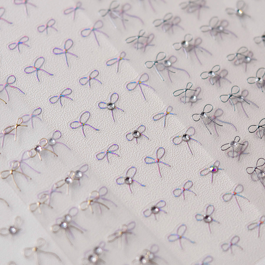 Holographic Bow: "Iridescent Pink Crystal" – 3D Nail Sticker