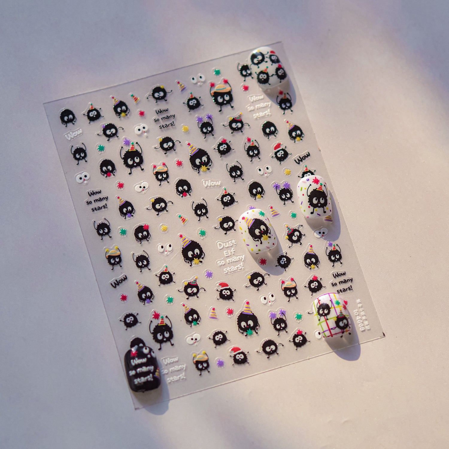 Soot Sprite & Star: "Ghibli Magical Dust" – 5D Embossed Nail Sticker