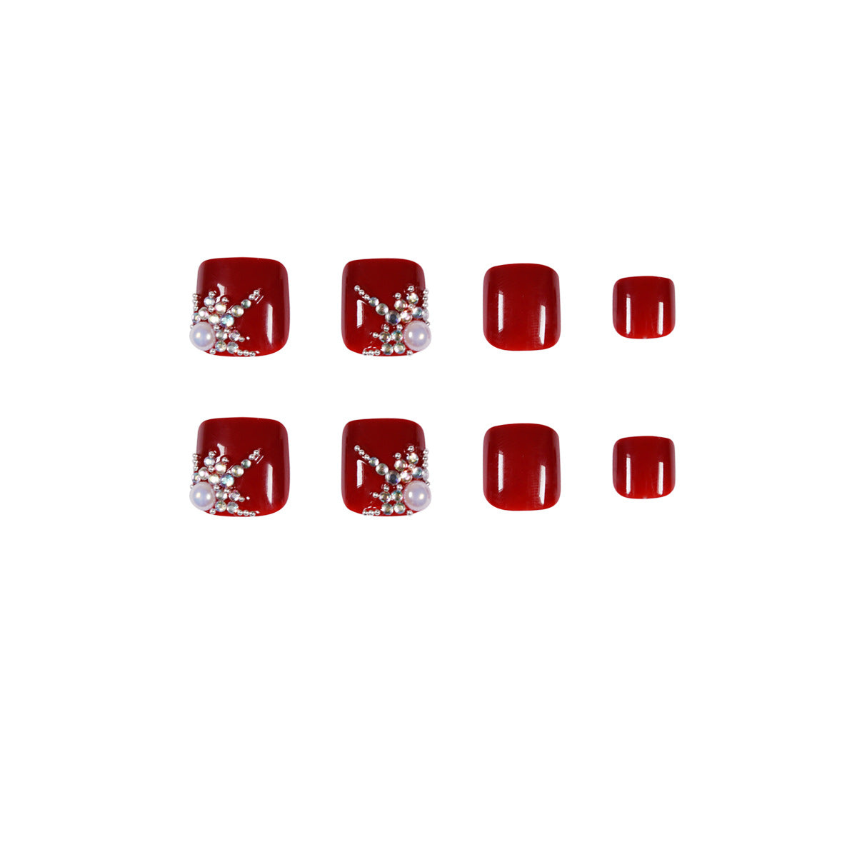 夏日閃亮水鑽 穿戴甲 美甲 成品 假甲 甲貼 腳趾甲貼片 可拆卸｜365nails