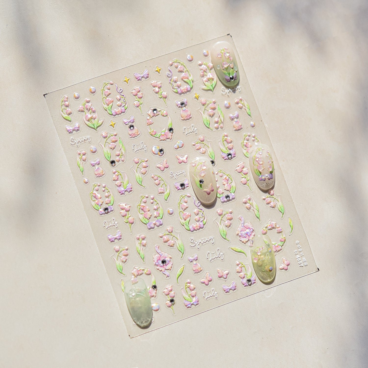 Spring Floral Wreath Collection: "Pastel Blossom" – 3D Crystal Diamond Nail Sticker