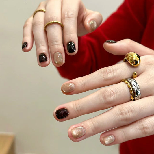 Internet celebrity popular short round manicure solid color cat eye   ins  film short ｜365nails