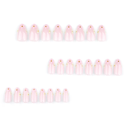 Spring and summer small fresh and gentle manicure   hot-selling ins wind flower  short almond ｜365nails