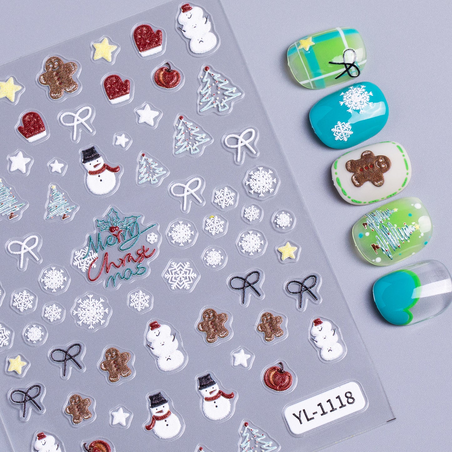 Christmas series nail art sticker 5D relief three-dimensional cute snowman DIY Christmas nail sticker jewelry YL