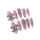 Uñas postizas hechas a mano, de metal, con forma de arco industrial, con pistola rociadora, rubor, cambio gradual, uñas medianas y largas, pegatinas para uñas usables | 365nails