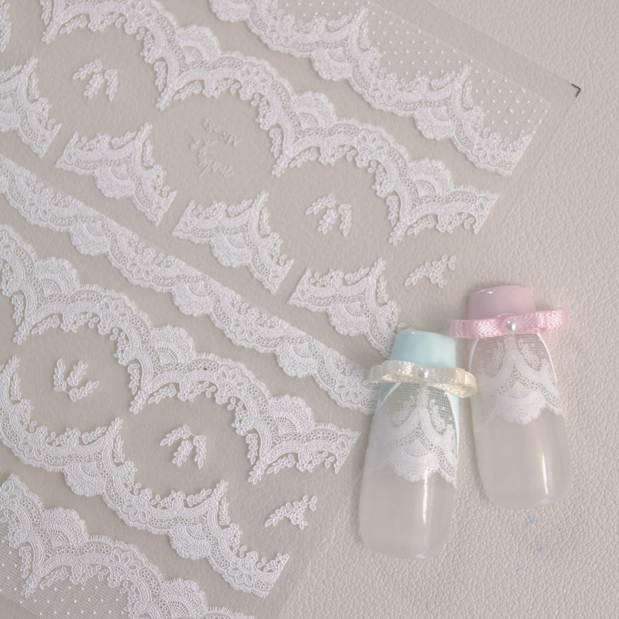 Vintage Lace Trim: "Bridal Baroque" – 5D Micro-Carved Nail Sticker